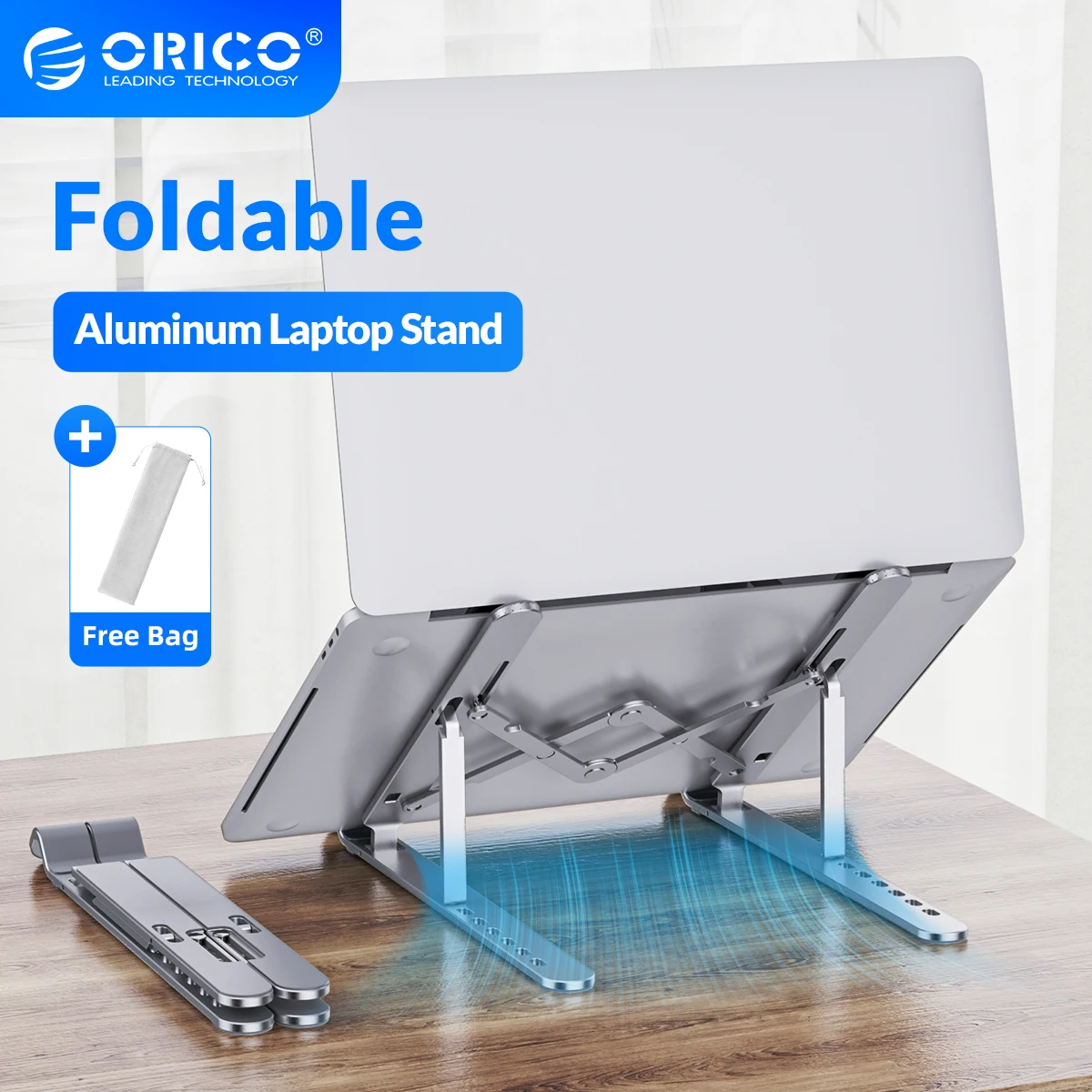 ORICO Portable Laptop Stand Riser Foldable Adjustable Notebook Holder Vertical Computer Stand desk 7 Angles for MacBook Tablets