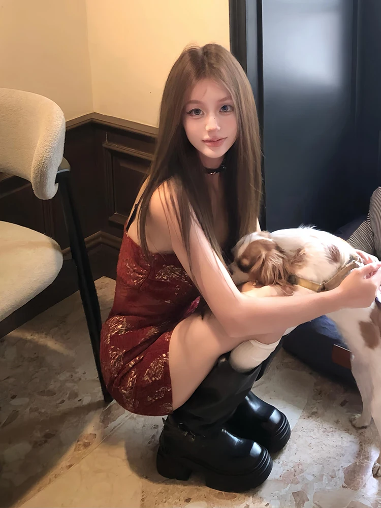 Floral Print Bustier Dr Women's Bodycon ort Skirt Slimming Spring Summer Dr French Sle Wrap Waist Hard Soft Polyester