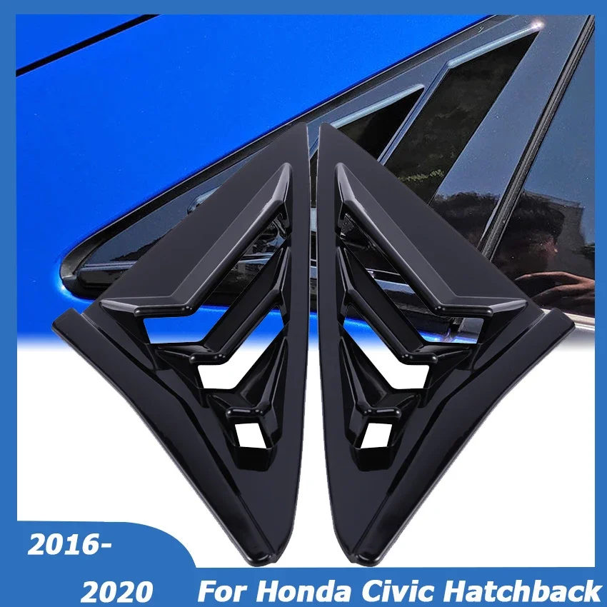 สําหรับ Honda Civic Type R Hatchback 2016-2020 ด้านหลังแผงหน้าต่างบานเกล็ดฝาครอบ Vent ด้านข้าง Quarter Sun Shades รถอุปกรณ์เสริม