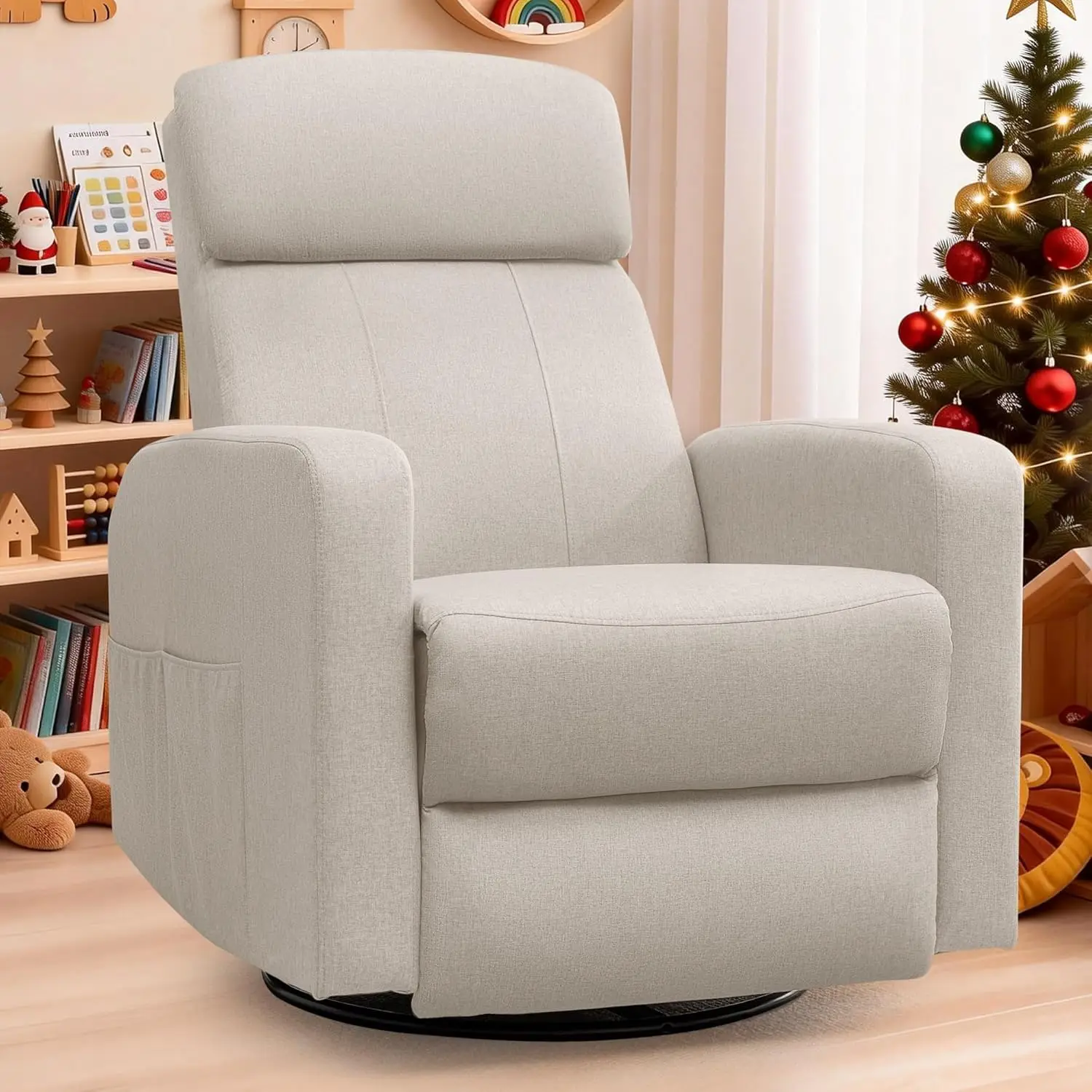 

Swivel Recliner Chairs for Adults, Electric Glider Rocking Chair Nursery, Glider Recliner Nursery Chair with Classified Side