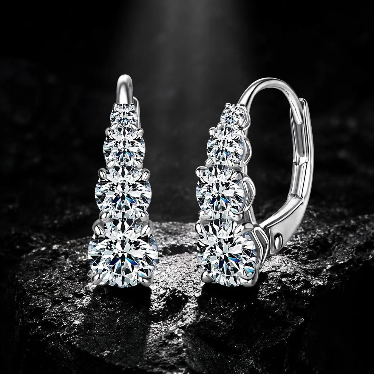 Abestecom Moissanite Leverback Earrings GRA Certified 14K Gold Plated Round Cut Drop Wedding Bridal Jewelry For Women