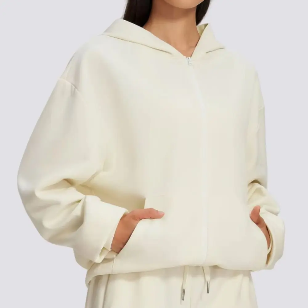 Women's Zipper Up Jacket Fleece Lined Sweat Long Sleeved Athletic Top Fitness Running Workout Gym Sports Training Hooded Jacket