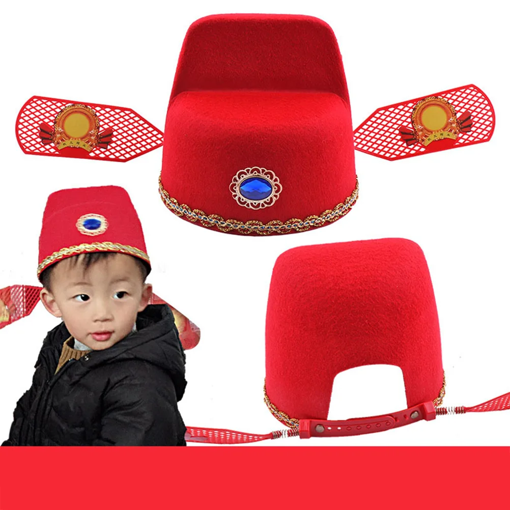 

1pc Zhuangyuan Hat Red Retro Chinese Style National Hat For Cosplay Photo Prop Fashion Accessory Lightweight Children Adult