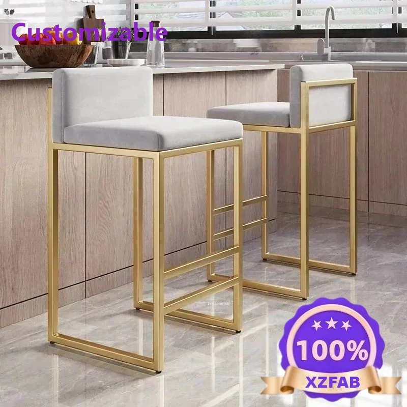 Factory Direct 2026 hNordic Bar Stools Kitchen Modern Chairs Reception Soft Minimalism Single Velvet Bar Stool Living Room