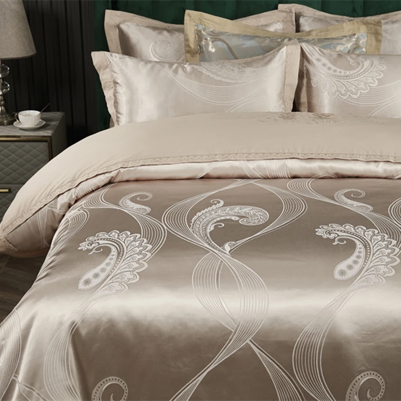 Cotton Bedding Set Jacquard King Size Luxury European Wedding Bedding Sets Queen American Satin Double Duvet Cover Set 220x240