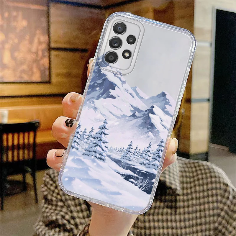 เคสโทรศัพท์ลายคริสต์มาส ฤดูหนาวหิมะสวยงาม สำหรับ Samsung Galaxy S25 Edge S21 S22 FE S23 Ultra S24 Note 20 Ultra