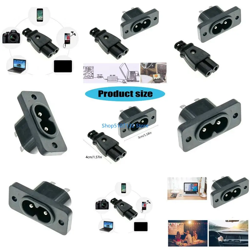 87HD Reliable C8 Panel Mount Plug Adapter Offering Safe Power Handling For Various Devices Power Outlet Embedded Connectors