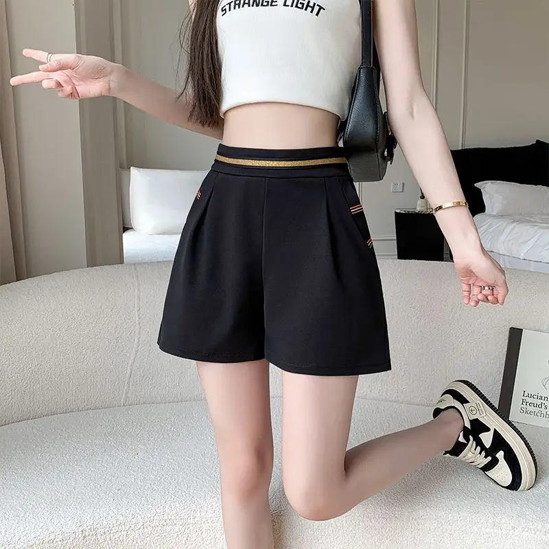 

Female Short Pants Baggy Loose High Waist Elastic Women's Shorts Wide Normal Fashion Clothing 2024 Outdoor Stretchy Jorts Trend