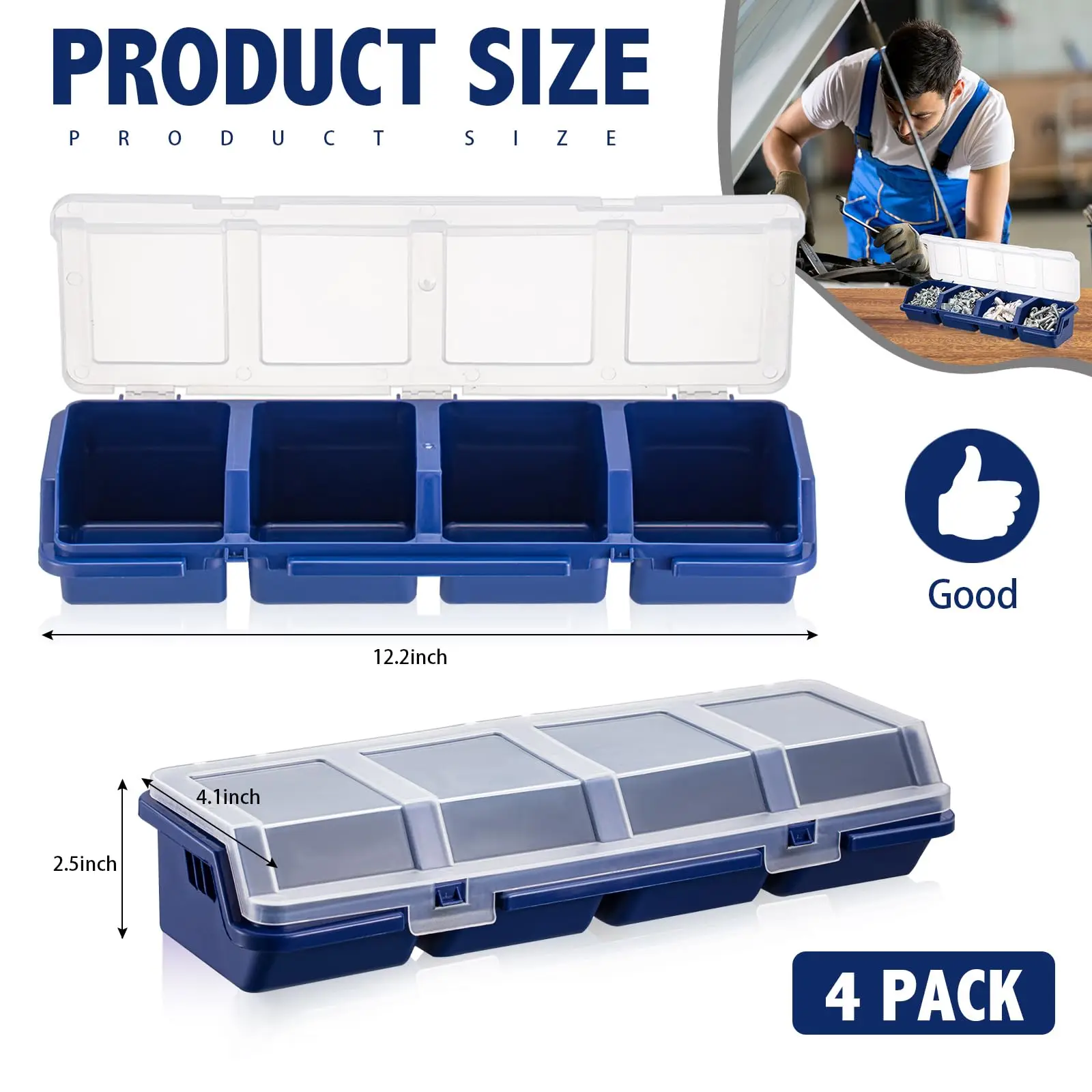 1Pc Multi-Compartment Organizer Box For Screws & Small Parts - Durable Plastic Hardware And Jewelry Storage Case，