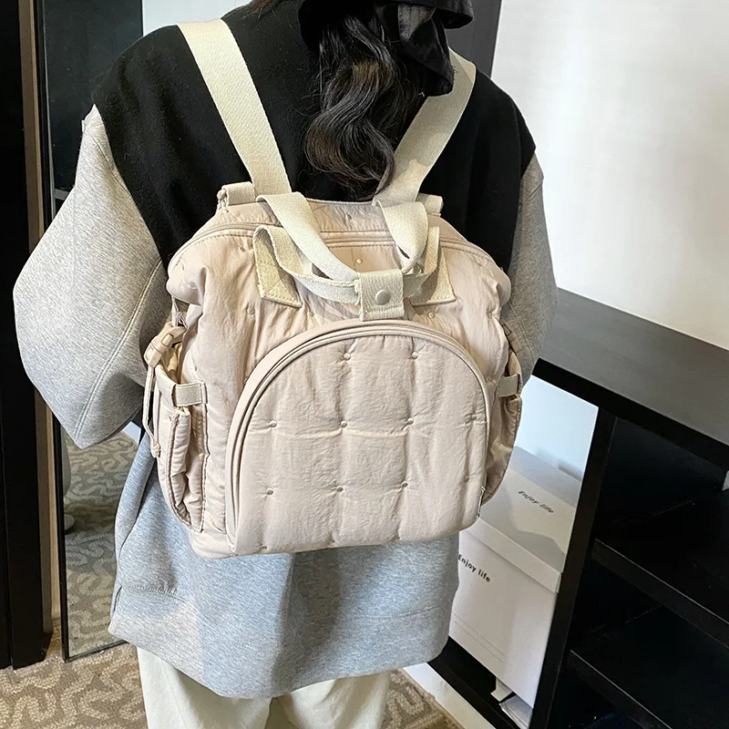 Multifunctional Newborn Outdoor Diaper Bag Korean Fashion Simplicity Backpack Sweet Large Capacity Solid Color Stroller Bag