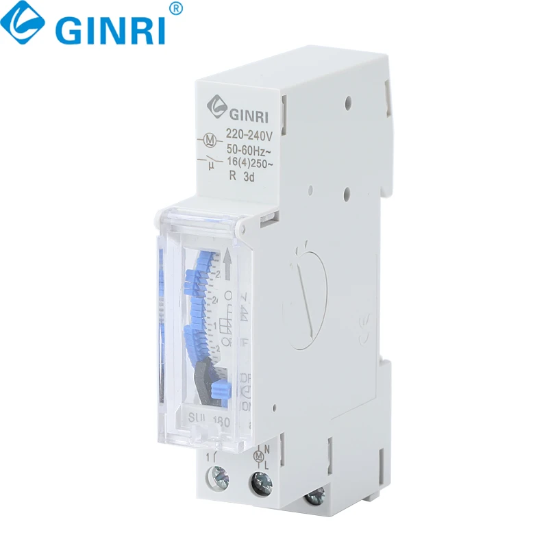 3PCS SUL180a 24 Hour Mechanical Timer Switch 220V AC 16A/20A Din Rail Daily Program Time Relay With Transparent Case