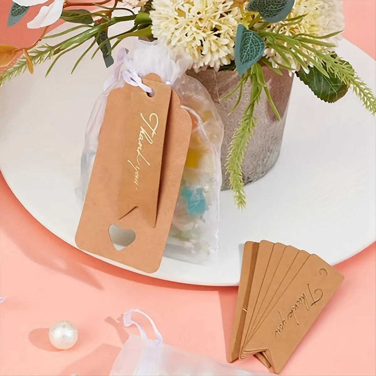 grand Exquisite Keychain Accessories with Thank You Label Transparent Bag DIY Jewelry Making Suitable for Wedding