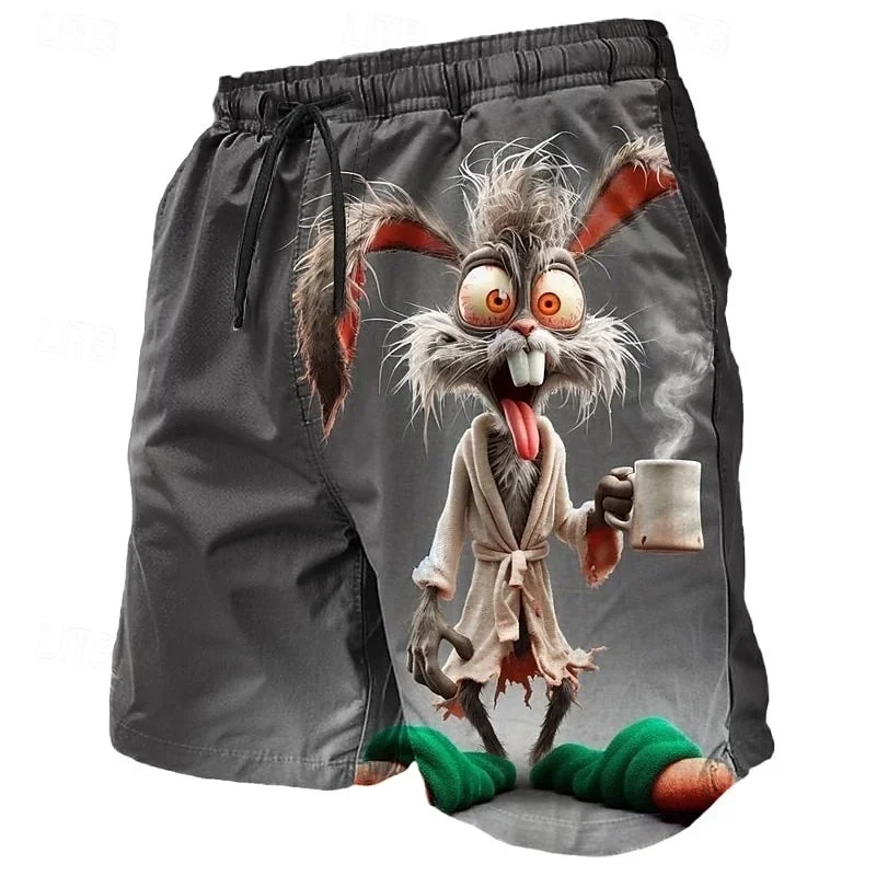 

3D Print Tiger Sheep Chicken Rabbit Short Pants For Men Animal Pattern Beach Shorts Summer Hawaiian Board Shorts Kid Swim Trunks