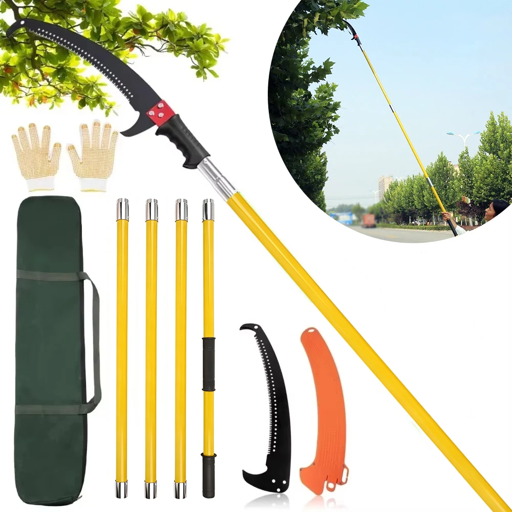 4M High Branch Saw Manganese Steel High Branch Trimmer Fruit Tree Home Garden Pruning Tool Insulated High Altitude Pruning Saw
