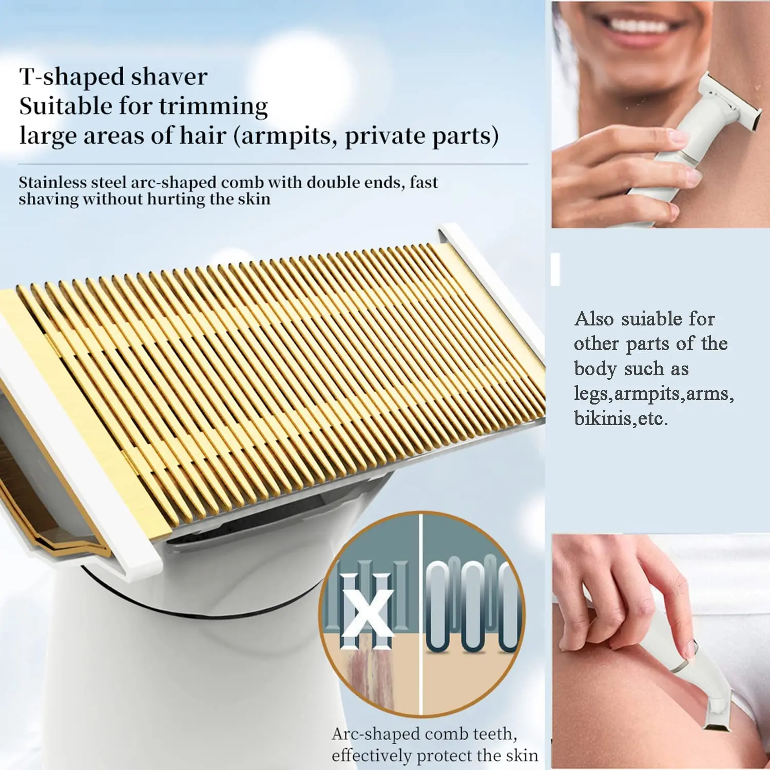 Pubian Depilação Aparador para Homens e Mulheres, Áreas Íntimas, Lugares, Corte de Cabelo, Rasor Clipper, Virilha Depiladora, Navalha de Segurança,