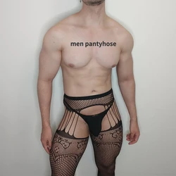 Coxa alta Fishnet Meias, Sexy virilha Garter calças justas para homem, meias masculinas, Lingerie Fetiche, Plus Size, Masculino, Marido