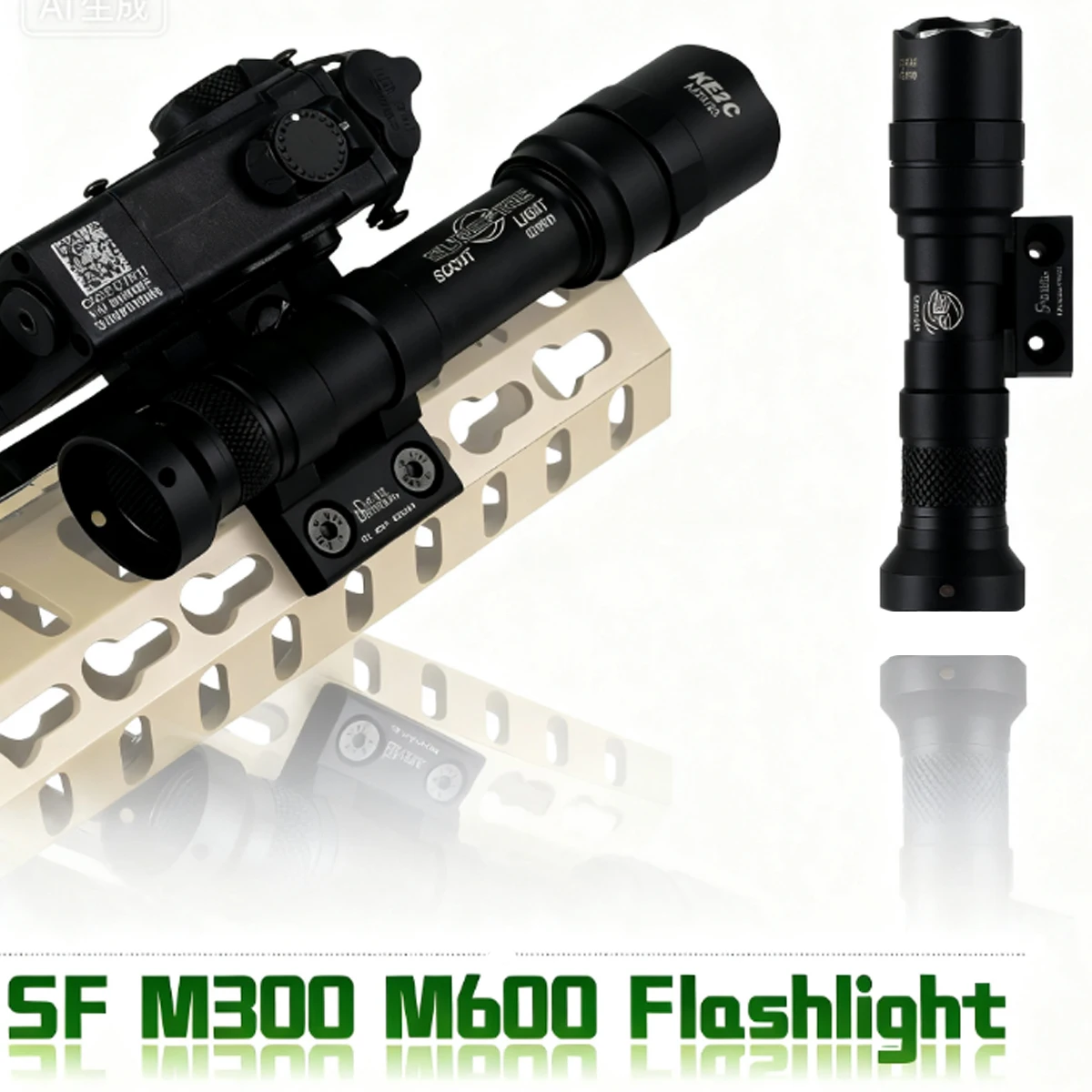 Tactical SureFire M300B M600C DD Flashlight Side Mount ML-oK Rail DD CNC Key-mod SF M300 M600 Light Base Mount High Quality