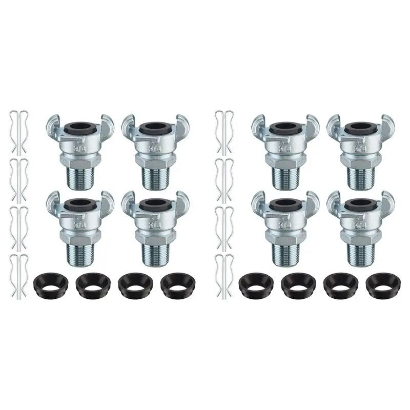 

AT05-8Sets NPT Air Hose Fitting 2 Lug Universal Coupling Chicago Fitting For Female And Male End (Male End,3/4Inch)