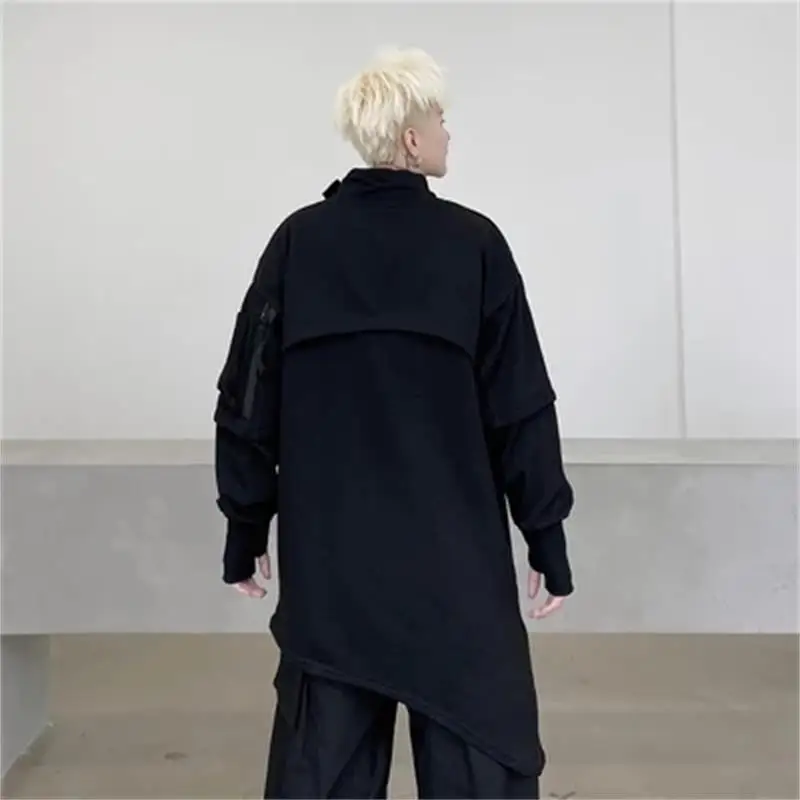 Men Spring And Autumn New Dark Personality Irregular Design Fashion Trend Casual Large Size Hoodie