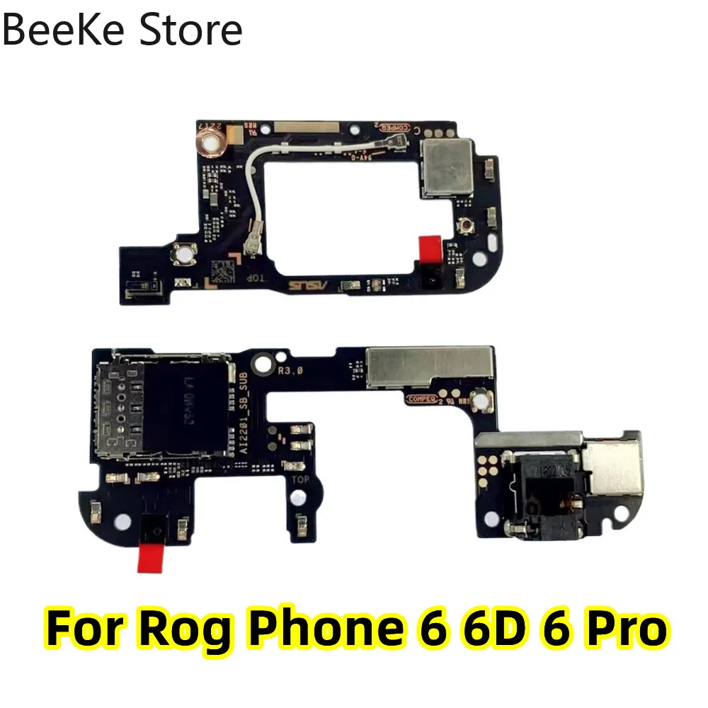 Original For Asus Rog Phone 6 Pro 6D SIM Card Reader Slot Microphone Sensor Signal Earphone Audio Jack Flex Cable Board Replace