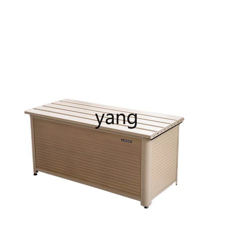 Yjq Outdoor Aluminum Alloy Storage Cabinet Anti-Corrosion Anti-Rust Simulation Wood Grain Home Courtyard Balcony Storage Cabinet