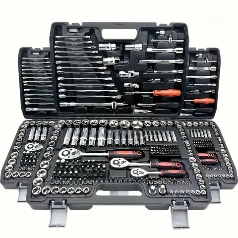216-Piece Professional Socket Set 1/2' 3/8' 1/4' Drive SAE & Metric with 72-Tooth Ratchet for Automotive And Home Repair.（1SET）