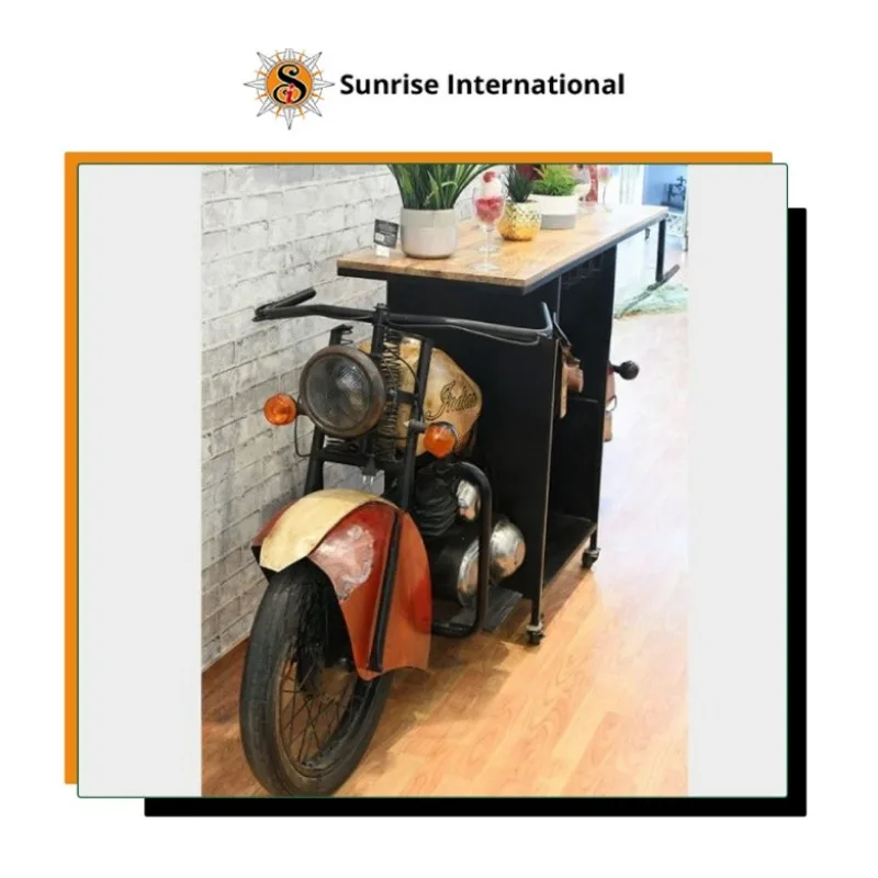 Automobile Furniture Manufacturer of Superior Quality Motorcycle Design Bar Table Cabinet Rack for Home & Restaurant