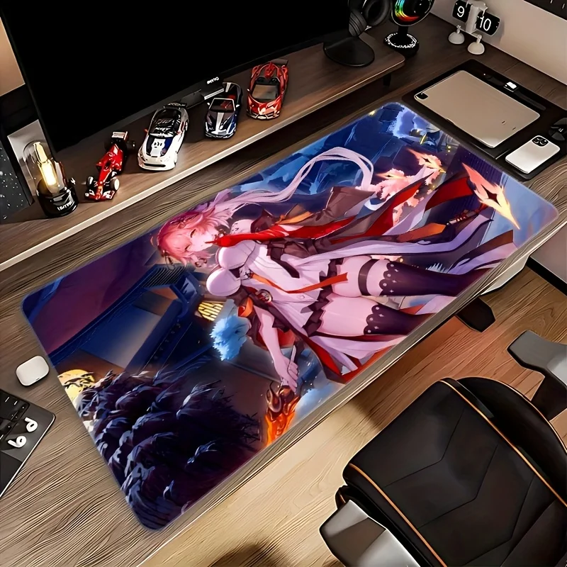Large Vintage Girl Design Oversized Mouse Pad, Non-Slip Durable Rubber, Precision Stitched Edge, Rectangular Desk