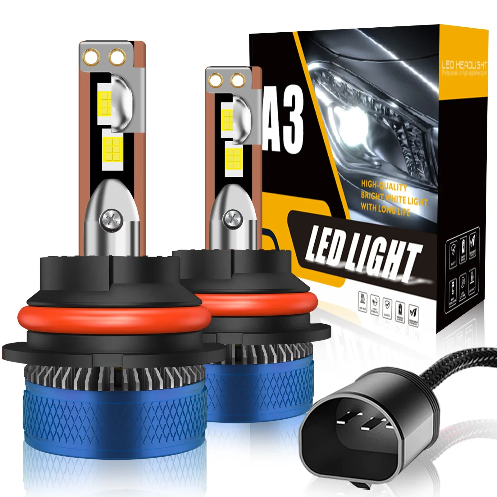 

2x NEW 9007 9004 9008 H13 60W H4 H7 Car headlights Canbus Led Bulbs H11 H8 H9 HB3 9005 HB4 9006 Two Copper Tubes Fog Light 12V
