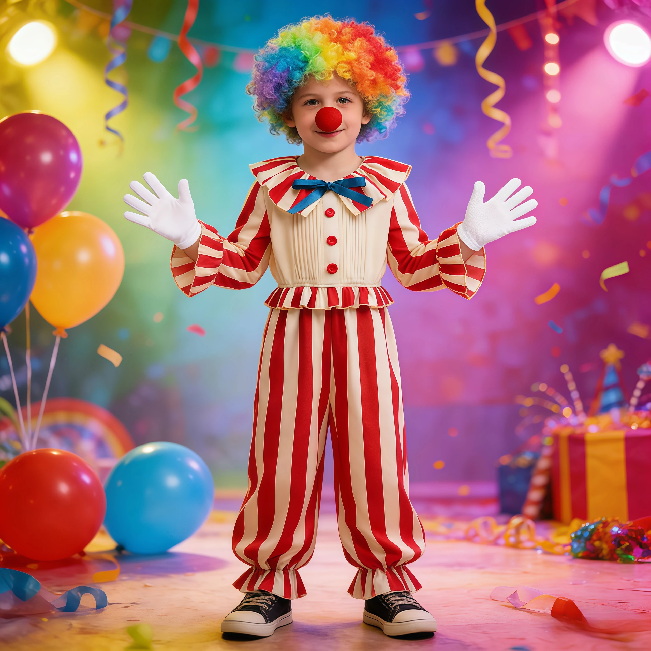 Kids Halloween Circus Clown Jumpsuit With Wig Magician Joker Cosplay Uniform Costume For Children Carnival Birthday Party Outfit