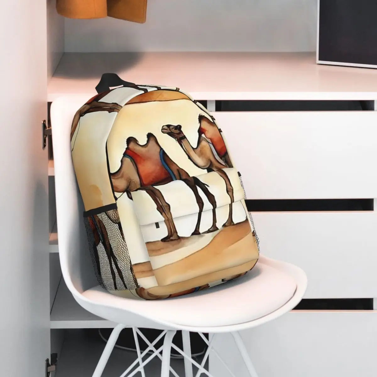 

Camel Sahara Print Realistic Backpack Student BookBag Children School Bag Computer Shoulder Bags for Boys Girls