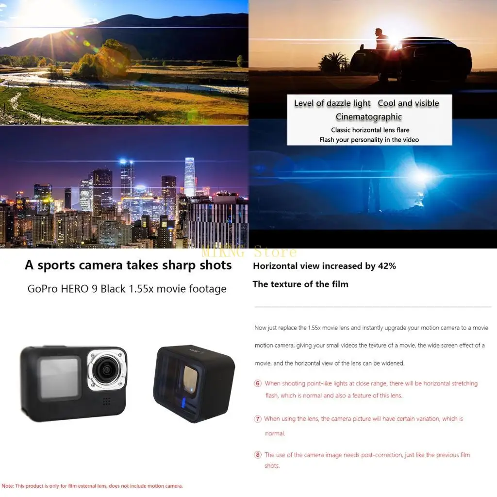 1.55X Cinema Movie Lens Widescreen Brushed Blu-ray Anamorphic High-defination Lens for 9 Sports Action Cameras Best Sale