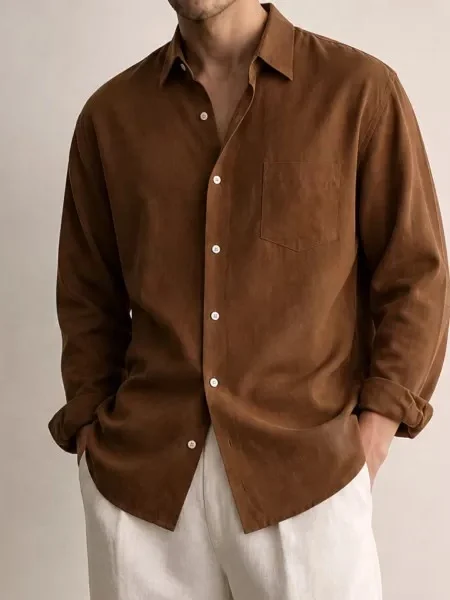 Loose Long Sleeve Men's Cotton Linen Shirt Casual Style Youth Popular Fabric Iron Free Treatment Simulated Linen Texture Work...