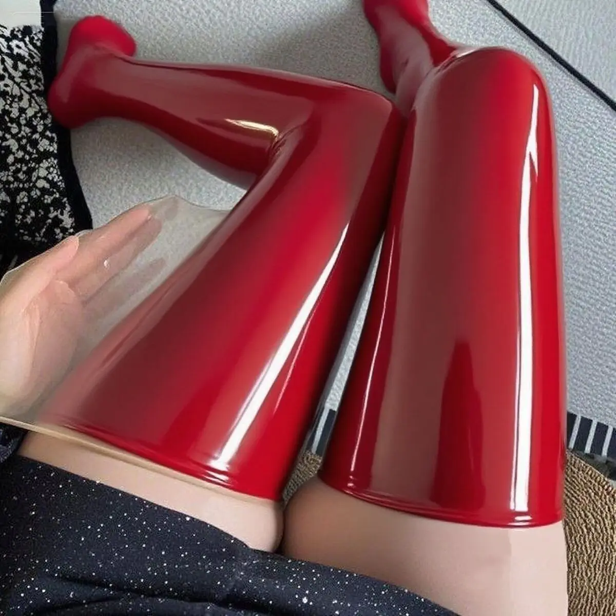 

Red Women's Sexy Latex Stockings