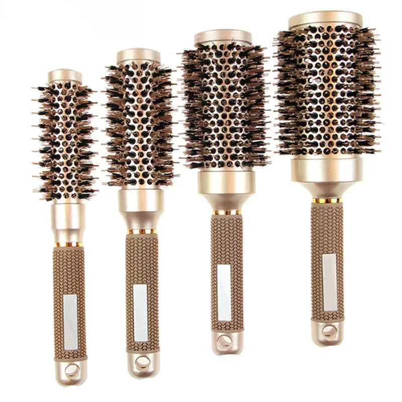 Professionelle 4PCS Runde Haar Pinsel Friseur Curling Haar Pinsel Keramik Barrel Kamm Für Fön Salon Styling Werkzeuge – Detail 1