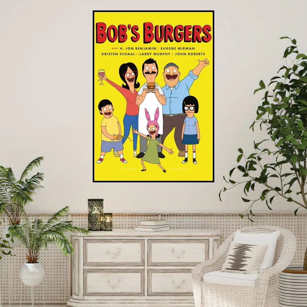 MINISO Cartoon Bobs B-Burgers Cool Poster Prints Wall Sticker Painting Bedroom Living Room Decoration Office Home Self Adhesive