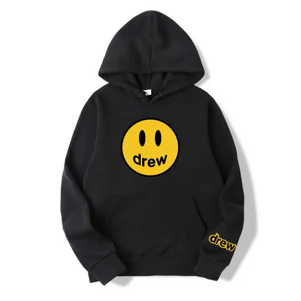 Men's Smiling Face Funny Fashion Couple Hooded Sweater American Heavyweight Loose Thickened Cashmere Boys' Hoodie Pullover Top