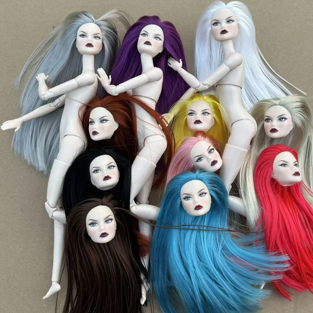 Têtes de poupées Good Makeup Poppy avec cheveux couleur bonbon et corps de poupée Yoga Superwhite, figurines de collection 1/6 pour poupées féminines