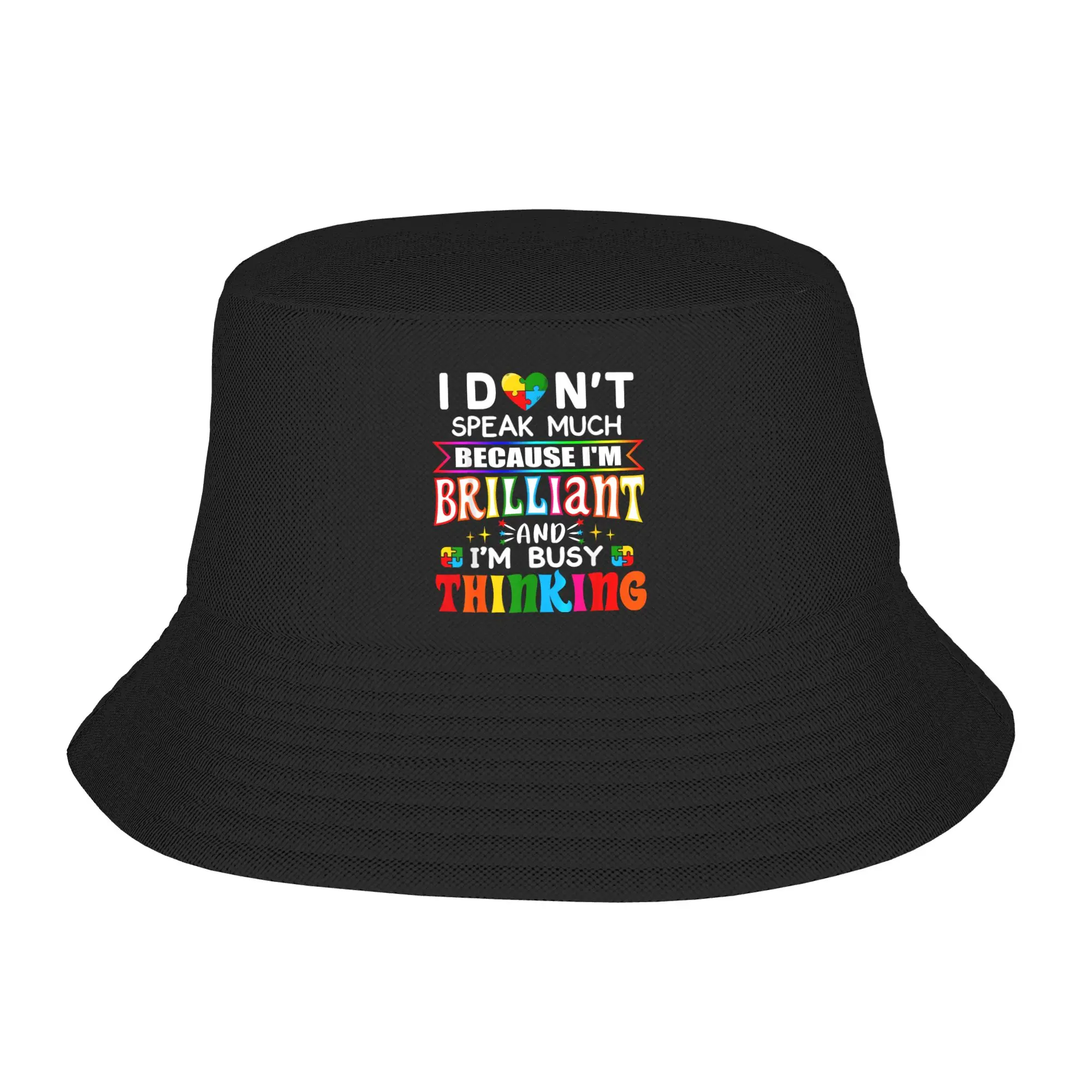 I Dont Speak Much Brilliant Autism Bucket Hat For Unisex  Fisherman Hats Fashion Hunting Caps Foldable Hip Hop Custom Sun Hats