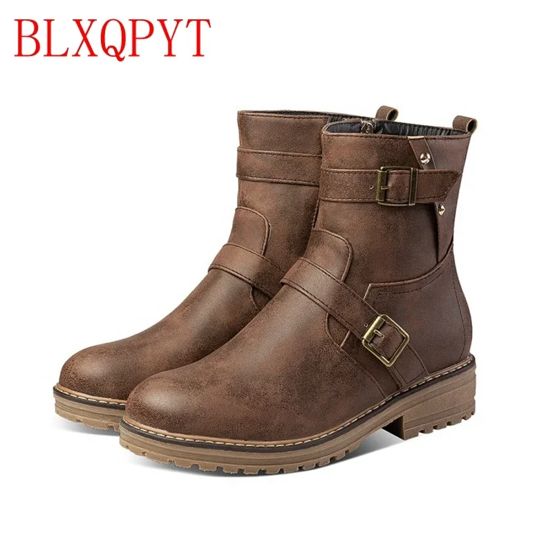 

Зимние женские зимние ботильоны BLXQPYT, размеры 34-44, Женские Австралийские Ботинки на каблуке 4 см, стандартная Свадебная обувь с мехом, 912