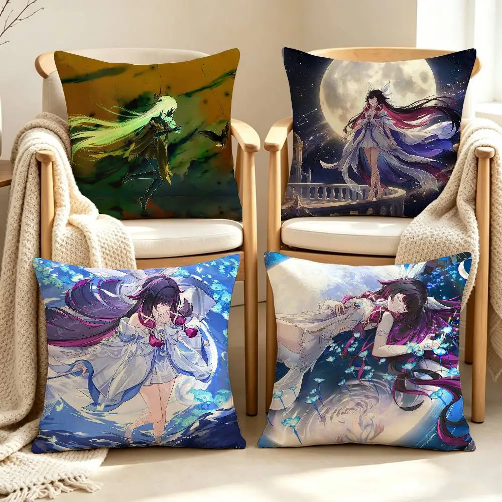 Moon Maiden C-Columbina G-Genshin-I Customizable Square Pillow case Double Sided Print Sofa Bedroom Decor Cushion Cover