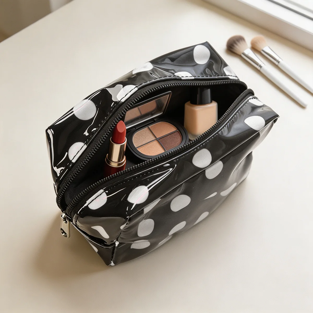 Storage Pouch Oval Zipper Cosmetic Bag Bath Case Wear-Resistant Makeup Bag For Daily Use Makeup Storage Women