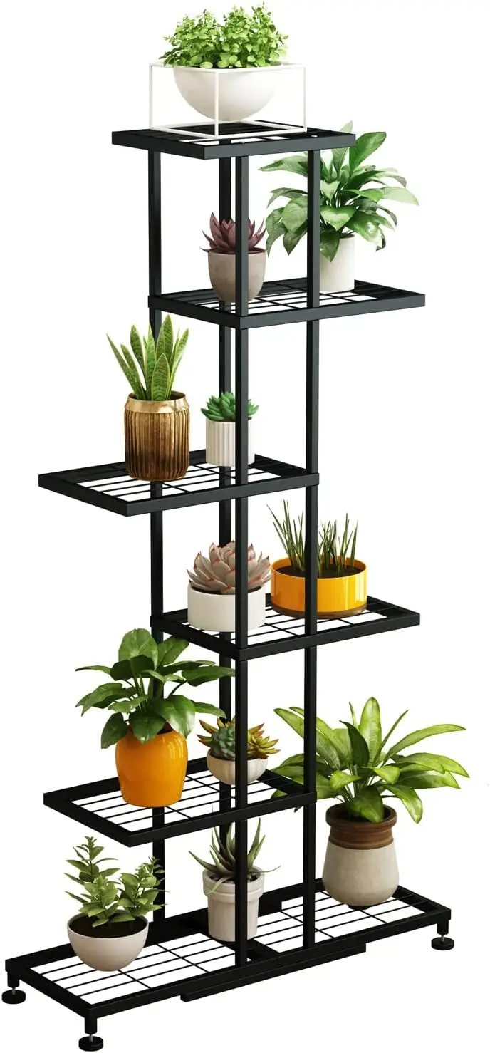 

Metal Plant Stand, 6 Tier 12 Potted, Upgrade Multiple Plant Rack Shelf Organizer, ​Indoor Planter Display Shelving Unit for