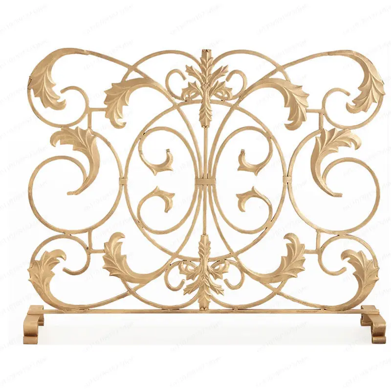 NEW European Hollow Carved Wrought Iron Fireplace Screen, Decorative Ornamental Frame for Living Room Interior