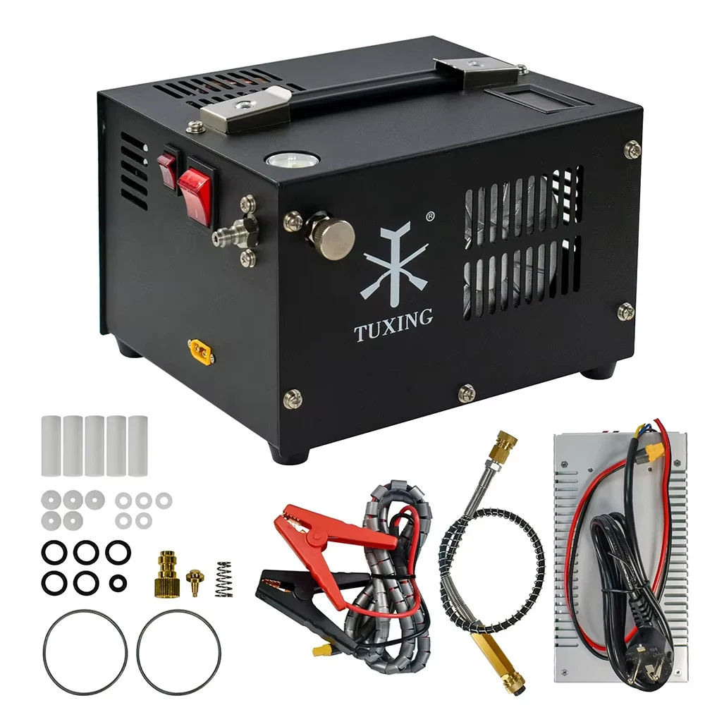 TUXING 4500Psi PCP Air Compressor with 12V Car power supply 300Bar High Pressure PCP Compressor for Airgun Rifle Diving TXES061