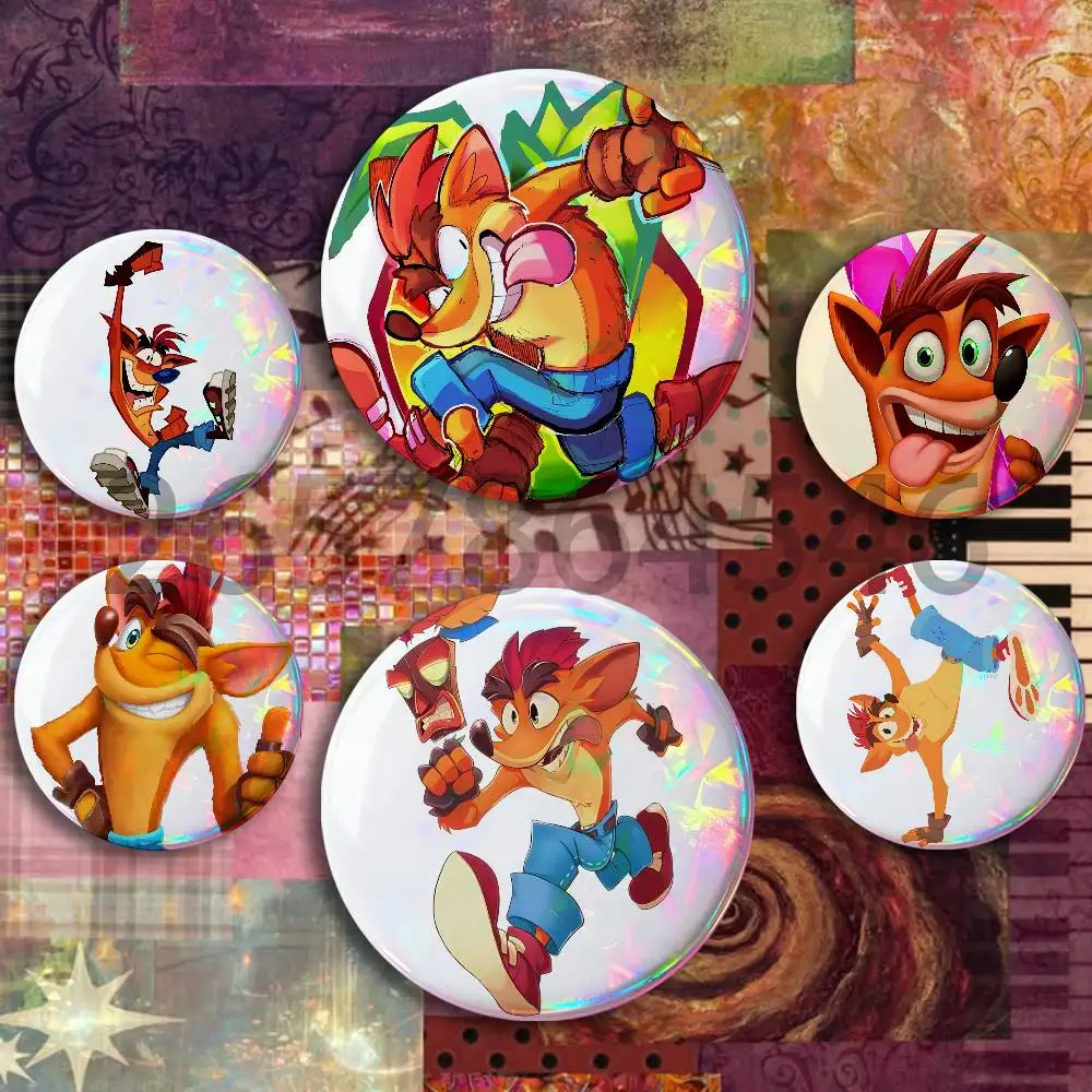 Cute C-Crash  Bandicoot Button Badge Set Pin Single Pack Anime Merch for Ita Bags Badge Collectible Buttons