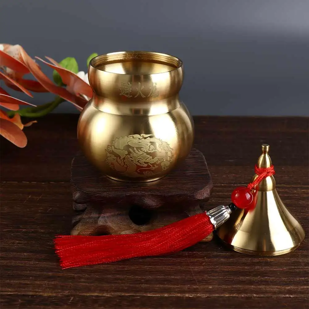 Creative Handicraft Fire-avoiding Dragon Gourd Brass Top Open Cover Copper Gourd Chinese Style Smooth Gourd Ornament Bookshelf