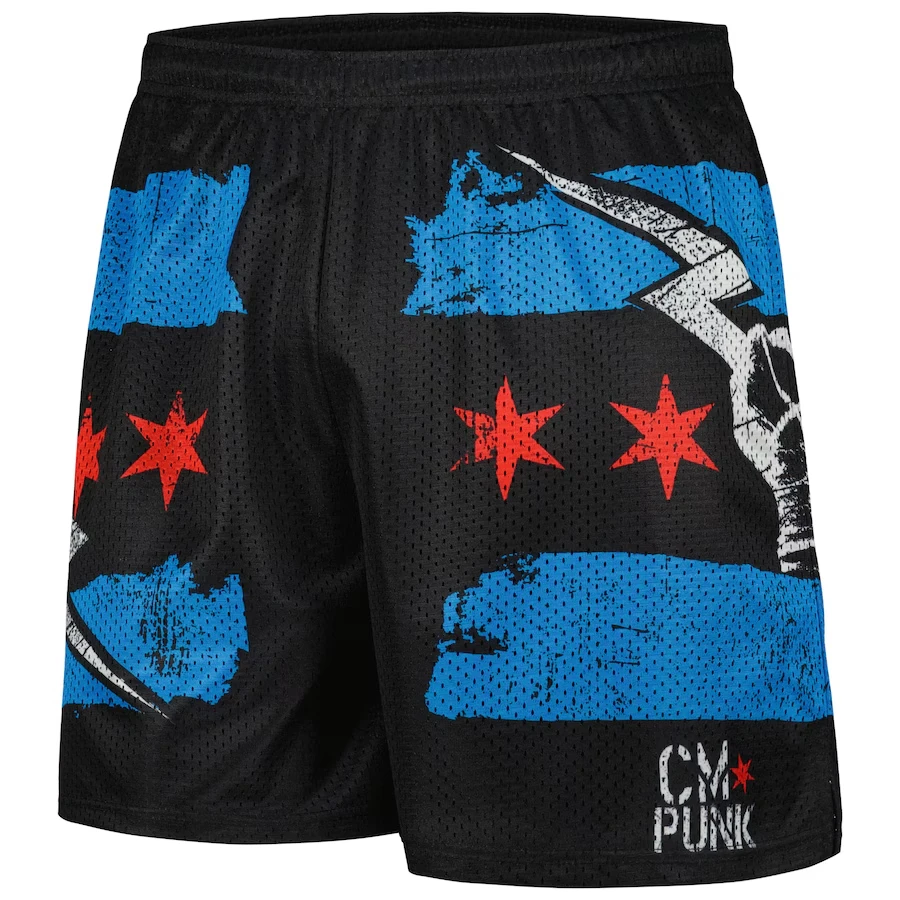 Linea di gesso da uomo Black CM Punk Flag Retro Shorts estate 2024 New Fashion Children Short Pant oversize Men Bottom