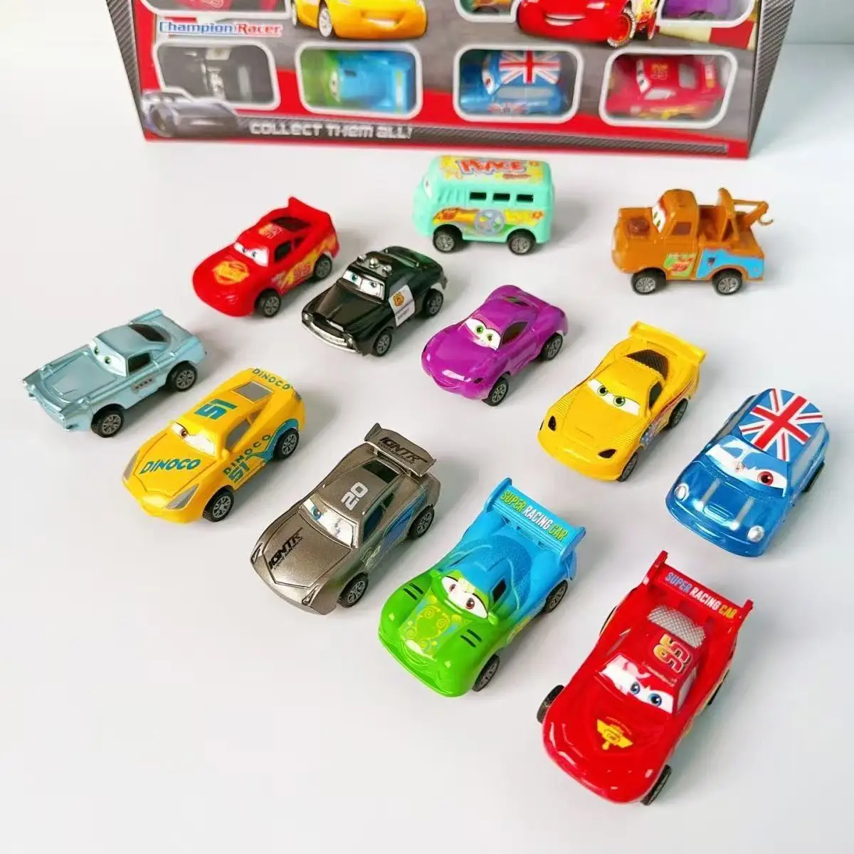 Hot 12pcs Disney Pixar Cars Back Force Lightning Mcqueen Jackson 6cm Storm Mater Model Car Accompanying Toys Kids Birthday Gifts