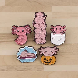 Pumpkin Axolotl Enamel Pin Badges Brooches for Women Lapel Pins for Backpacks Fashion Jewelry Accessories Christmas Gifts